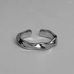 Cluster Rings Silver Colour Mobius For Men Women 2023 Trend Design Metal Twist Simple Open Adjustable Finger Ring Wholesale