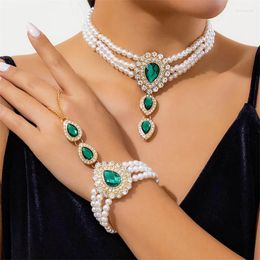 Chains Cross Border Jewellery Light Luxury Retro Style Bead Choker Neck Chain Imitation Pearl Rhinestone Fashionable Collar