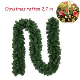 Christmas Artificial Garland Wreath 1 7m 1 8m 2 7m Green Xmas Home Party Christmas Decor Rattan Hanging Ornament For Kids233E