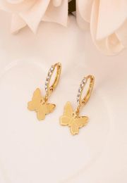 Women Drop Dangle Earring 22K 23K 24K Thai Baht Fashion FINE gold GF CZ Charms Jewelry butterfly Vintage7067687