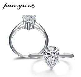 Cluster Rings PANSYSEN Pear Shape 7x10MM Diamond Wedding Engagement Ring Pure Silver 925 Jewellery Couple For Women Men Whole6862094