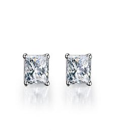 Luxury 10 ct Each Wedding Earrings Princess Cut Synthetic Diamond Earrings for Women 18K White Gold Plated Solid Silver PT950 Sta7830753