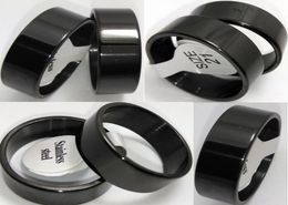 Bulk lot 100pcs Polished Black Plain Stainless Steel Rings 8mm Men039s Fashion Jewellery Classic finger ring9827803