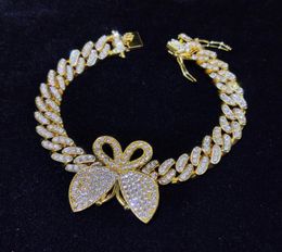 11mm Tennis Bracelet Square CZ Stone Women Hip Hop Jewellery Copper Material Blue Pink Cuban Link Butterfly31502555135380