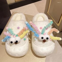Slippers Winter Women Warm Plush Cute Design Indoor Soft Flat Slides Fluffy Casual Home Cotton Shoe For Female 35-40
