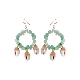 Dangle Earrings Puka Shell Charm Natural Stone Hoop Drop Hawaii Sea For Women Summer Beach Ocean Ear Accessories Aquamar