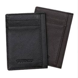 GUBINTU Genuine Leather Men Slim Front Pocket Card Case Credit Super Thin Fashion Card Holder trave wallet tarjetero hombre286Y