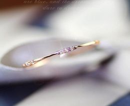 Thin Midi Ring For Women Mini Cubic Zirconia Superfine Finger Ring Rose Gold silver Colour Fashion Jewellery KBR0293025405