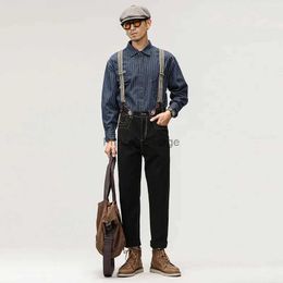 Men's Jeans Autumn New High-quality Vintage Overalls Men's Denim Pants Trendy Straight Casual Straps Trousers Gentlemen WorkwearL231213