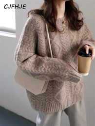 Men's Sweaters CJFHJE Winter Womens Fall Women Clothing Knitted Loose Sweater Knitting Wool Oversize Pullover Woman Thick 231212