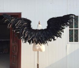 Customized Fashion Decoration props for wedding performance pography pure handmade Black large devil feather wings EMS shi1409409