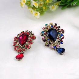 Brooches Wedding Bouquet Dangle Teardrop Red Crystal Rhinestone Brooch Pin Broach