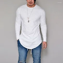 Men's Suits B8662 Summer&Autumn Fashion Casual Slim Elastic Soft Solid Long Sleeve Men T Shirts Male Fit Tops Tee