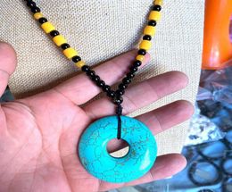 48x48mm Turquoise Gem Jasper Donut Necklace Pendant 26quot34155871999128