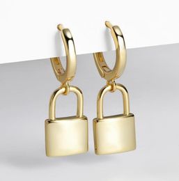 Dangle Chandelier Huggie Padlock Earrings Gold Silver Color Female 925 Sterling Key Lock Drop For Women Men Ear Piercing Jewelry9688234