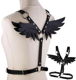 Leather Harness Goth Punk Body Chain Women Garters Strap Bondage Halterneck Beach Collar Gothic Waist Shoulder Necklace Chokers4624525