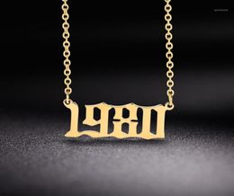 Cooltime Age Year Number for Women Man Birthday Gift from 1980 to 2005 Gold Color Stainless Steel Necklace Jewelry11397240