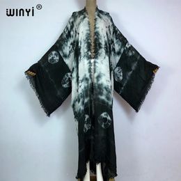 Women's Swimwear WINYI Women Holiday Bohemian Tie-dye Print Elegant Dress African Cardigans Outerwear For Summer Sexy Beach Ware Kimono