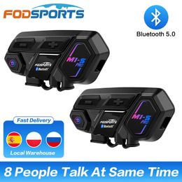 Motorcycle Intercom 2pcs Fodsports M1-S Pro motorcycle intercom helmet bluetooth headset 8 rider 2000M waterproof wireless communicator interphoneL231153