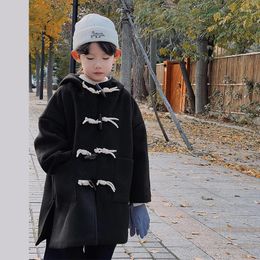 Jackets Boys Woolen Coats Plus Thicken 2024 Princess Warm Velvet Winter Autumn Cotton High Quality Children's Clothing