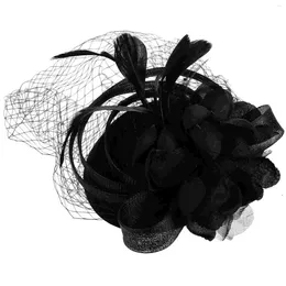 Bandanas Black Veils For Women Hat Headband Headdress Banquet Hair Accessories Tea Party Fascinators Wedding Bride