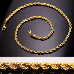 Gold Chains Fashion Stainless Steel Hip Hop Jewellery Rope Chain Mens Necklace220w