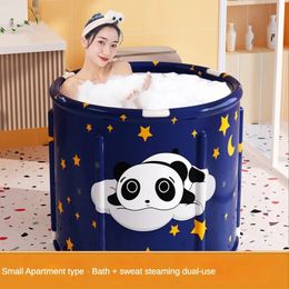 Bathing Tubs Seats Large Folding Bath PVC Portable Bathtub Folded SPA Bucket Adult Tub Baby Children Bathroom Thickening Folding Tubs For Adults 231212