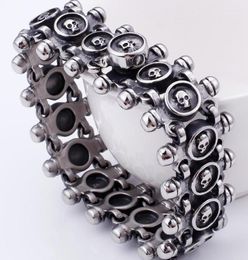 Punk Rocker Skull Bracelet For Men Quality Stainless Steel Massive Jewellery Gothic 26MM Wide Mens Friendship Bracelets 202013591420
