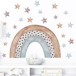 Watercolour Cartoon Rainbow Corful Stars Wall Stickers Kids Room Baby Nursery Room Wall Decals Girl Room Boy Bedroom Decorative