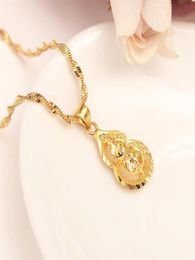 Dubai Real 24k Yellow Fine Solid gold GF Women Pendant Necklace Gold Colour Jewellery Fortune gourd party wedding Gifts267v7553851