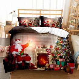 Bedding sets Santa Claus Duvet Cover King Queen Double Merry Christmas Bedding Set Christmas Tree Comforter Cover Xmas Year Gift Bed Sets 231212