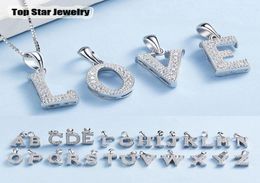 Fashion S925 Silver Jewelry Solid Microinserts CZ DIY AZ 26 English Letters Name Pendants Necklace For Women Men Family Lovers G5478344