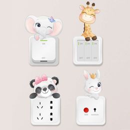 4pcs/set Cute Cartoon Animals Switch Stickers for Kids Room Baby Nursery Room for Switch Panda Elephant Wall Decals Wall Sticker