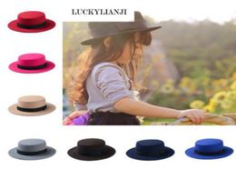 10pcslot Vintage Retro Kid Child Elegant Wool Felt Cap Flat Dome Oval Top Bowler Porkpie Pork Pie Bowler Hat One Size 54cm5775148