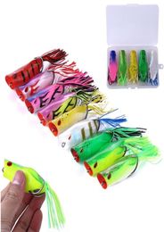 Rubber Ray frog Popper bait 14g 7cm Topwater Fishing Lifelike Frog Hollow Body Soft Baits Blackfish Artificial Lure3974249