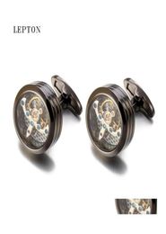 Cuff Links High Quality Movement Tourbillon Cufflinks For Mens Wedding Groom Mechanical Watch Steampunk Gear Relojes Gemelos T19079456974