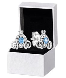 Blue Stone Pumpkin Stud Earrings 925 Sterling Silver Original box for Women Girls Party Gift Jewelry Earring3347841