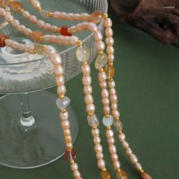 Pendants Amaiyllis Pink Natural Freshwater Pearl Beaded Clavicle Necklace Simple Niche Stone Jewelry