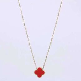 Four Leaf clover Double Sided Necklace 18k Lucky Grass Titanium Steel Colourless Four Leaf Grass Necklace Women's Double Sided Sutra