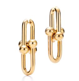 Fashion Personality Women Charm Stud Classic Vintage Link Style Earring Punk Hip Hop Party Earrings Solid Color Brass Ear Drop2795470