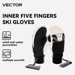 Sports Gloves VECTOR Women Professional Five Finger Ski Ultralight Thicken Warm Winter Fleece Mitten Waterproof Snowboard 231212