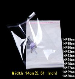 200pcs 14cm Wide Plastic Bags Clear Self Adhesive Cellophane Bag Transparent Jewelry Candy Cookie Packaging Bag Gift3953214