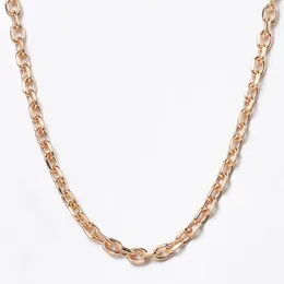 Chains 5mm Womens 585 Rose Gold Color Necklaces Cable Link On Neck 50cm 60cm Vintage Jewelry Drop CN50