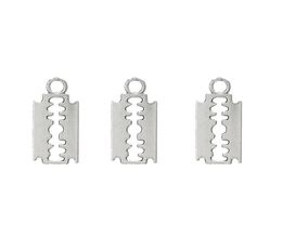 100pcslot Alloy Silver Razor Blade Charms Bracelet Choker Necklace Pendant Charms For Jewelry Making Handmade Craft 2411mm3316423