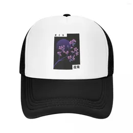 Ball Caps Vaporwave Style Cherry Blossom Branch Baseball Cap Birthday Trucker Hat Anime Men'S Women'S