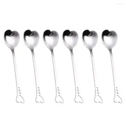 Spoons 6Pcs Heart Shape Stainless Steel Scoop Dessert Spoon Stirring For Tea Sugar Coffee