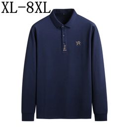 Polos masculinos 8xl 7xl 6xl outono casual solto camisa polo homens manga longa negócios mens polos camisas de alta qualidade camisetas masculinas 231212