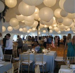 10pcs 16 Inch 40cm White Paper Lanterns Chinese Paper Ball Led Lampion For Wedding Party Event Birthday Ceremony Decoration Q081034360331