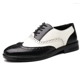 Dress Shoes Leather Men's Large Size 47 Colour Match Formal British Brock Carved Pointed Business Lace-up