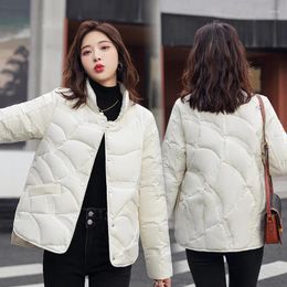 Women's Trench Coats Autumn Solid Color Thin Down Padded Jacket Short Fashion Stand-up Collar Light Women